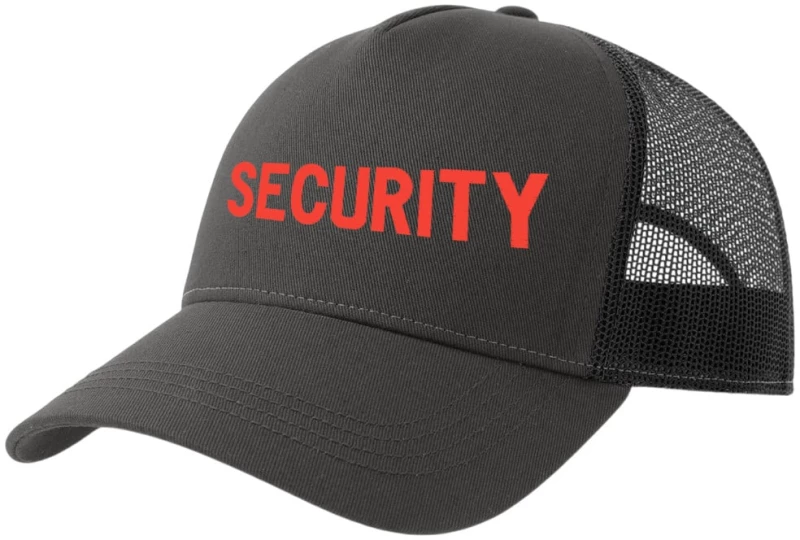 Καπέλο Trucker μαύρο κεντημένο security με Κόκκινη κλωστή
