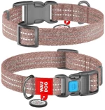 Waudog Κολάρο Σκύλου με Smart ID Reflective Brown Fastex XL 25mm x 37-58cm