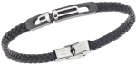 Βραχιόλι Senza Men`s Steel, Black Leather Strap, με δίχρωμο σχέδιο SSD5805SBK