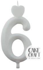 Κεράκι Γενεθλίων SugarCraft Λευκό νούμερο 6