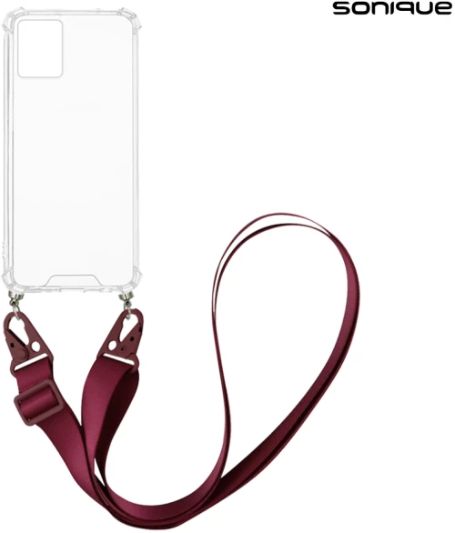 Θήκη Σιλικόνης με Strap Sonique Armor Clear Motorola Moto G53 5G Μπορντό