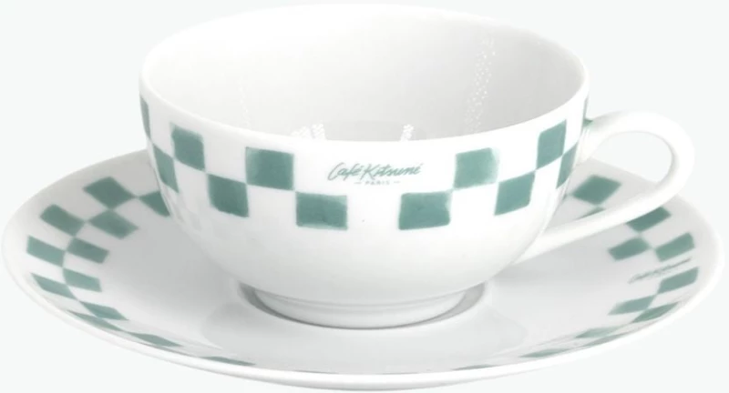 Maison Kitsune Cafe Kitsune Checkerboard Porcelain Cup And Saucer