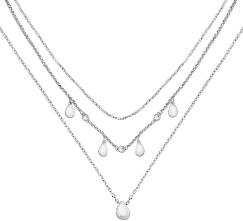 Γυναικείο Κολιέ Layer BOSS από ανοξείδωτο ατσάλι  σε ασημί χρώμα με Ζιρκόν 1580765