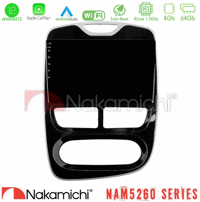 Nakamichi NAM5260 Series 4Core Android13 4+64GB Renault Clio 2012-2016 Navigation Multimedia Tablet 9" Με Carplay & Android Auto