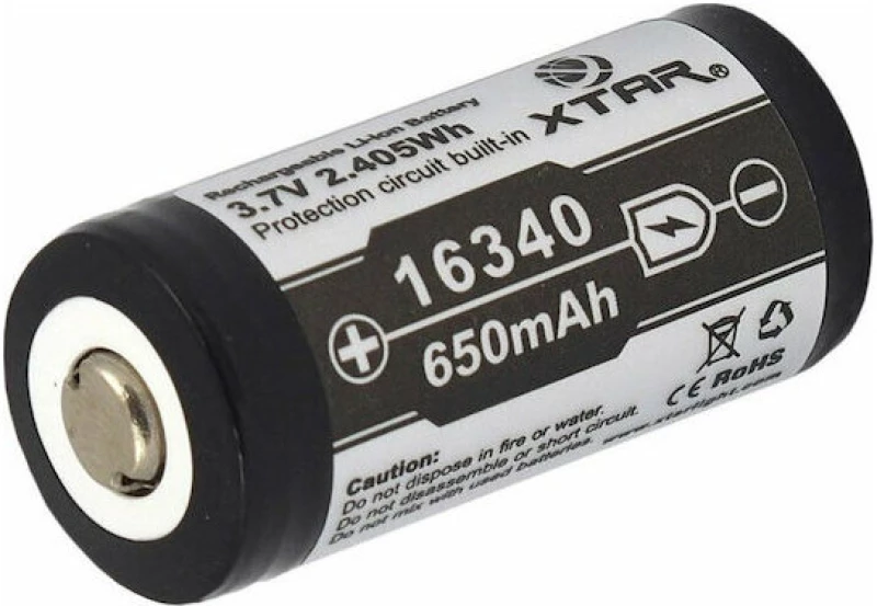 XTAR ΜΠΑΤΑΡΙΑ 16340 650mah