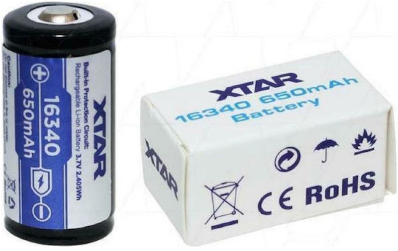 XTAR ΜΠΑΤΑΡΙΑ 16340 650mah