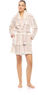 Γυναικεία Ρόμπα Pink Label - Ροζ Καρό - Fleece Plaid - Polyester - Regular Fit