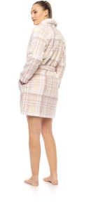Γυναικεία Ρόμπα Pink Label - Ροζ Καρό - Fleece Plaid - Polyester - Regular Fit