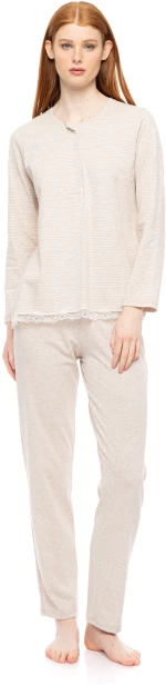 Γυναικεία Πυτζάμα Pink Label -  HAZELNUT STRIPES - Με Πατιλέτα - Regular Fit - Cotton