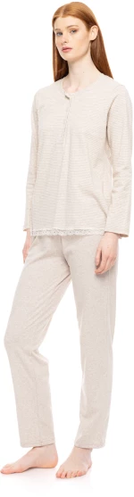 Γυναικεία Πυτζάμα Pink Label -  HAZELNUT STRIPES - Με Πατιλέτα - Regular Fit - Cotton