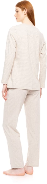 Γυναικεία Πυτζάμα Pink Label -  HAZELNUT STRIPES - Με Πατιλέτα - Regular Fit - Cotton