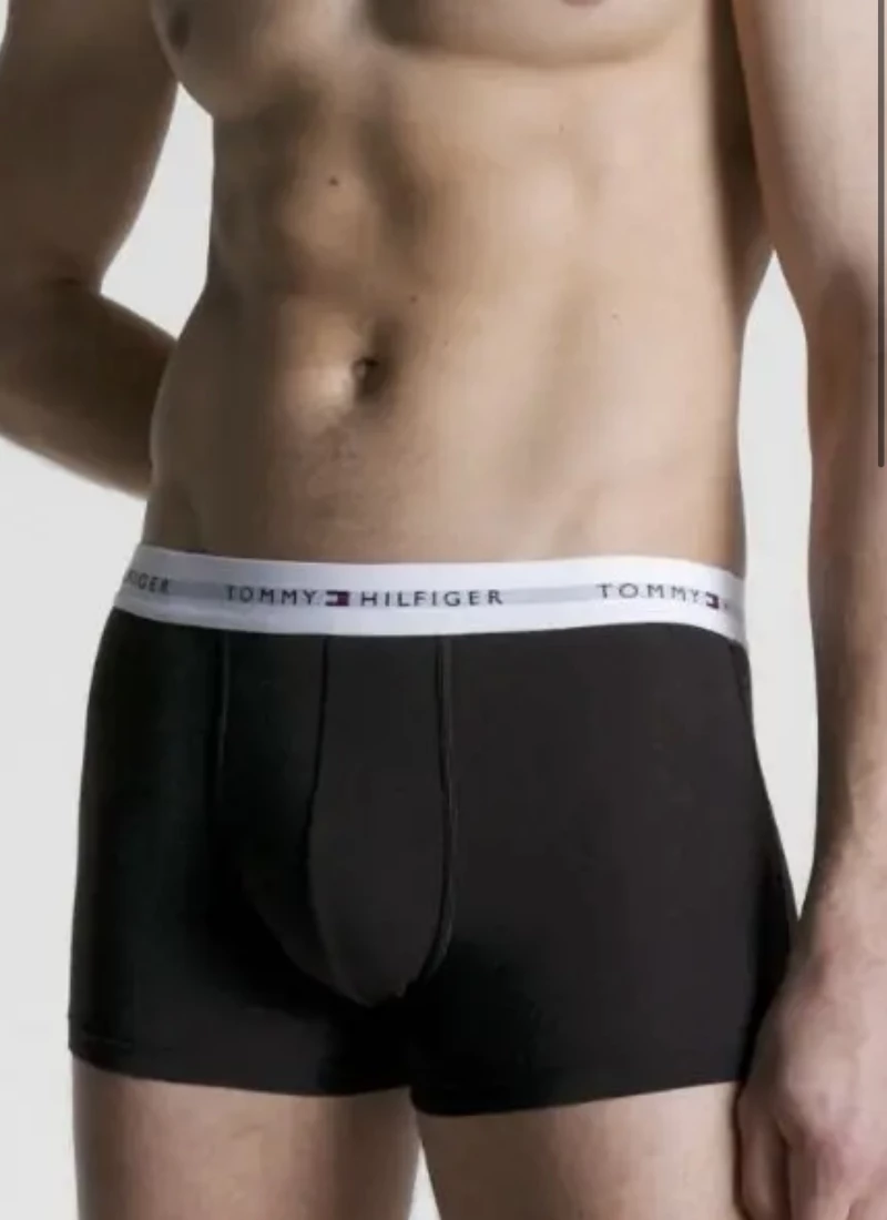 Ανδρικό boxer Tommy Hilfiger - Βαμβακερό Μαύρο - Λευκό λάστιχο - 3 pack - Low Rise Trunk