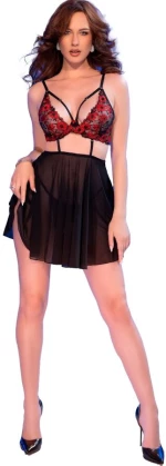 CHILIROSE - CR 4869 BABYDOLL BLACK/RED