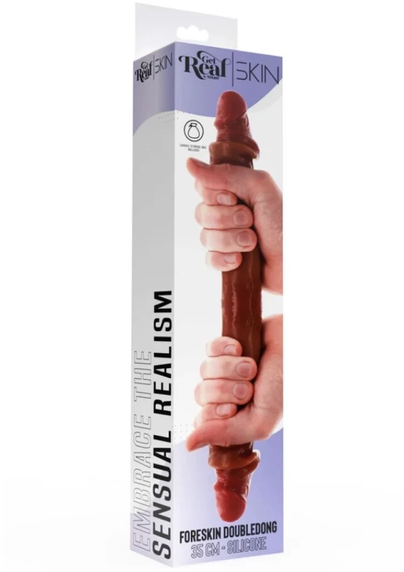 GET REAL - DOUBLE-ENDED SILICONE DILDO CARAMEL 35 CM