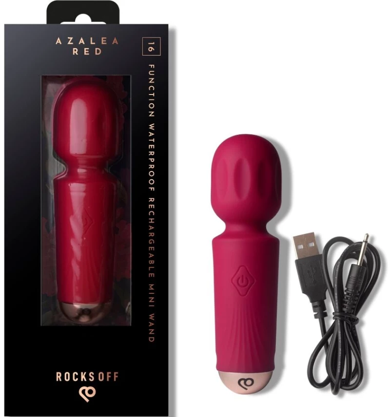 ROCKS-OFF - MINI RECHARGEABLE WAND 16 FUNCTIONS AZALEA RED