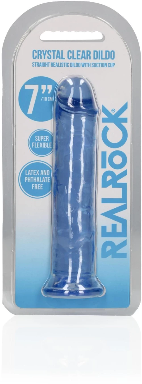 Real Rock Crystal Clear Ρεαλιστικό Dildo με Βεντούζα Μπλε 18cm