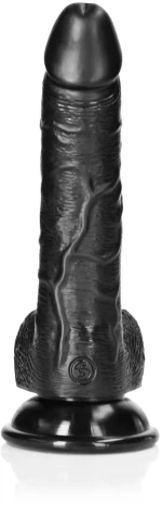 RealRock Ρεαλιστικό Dildo με Όρχεις και Βεντούζα Μαύρο 18cm