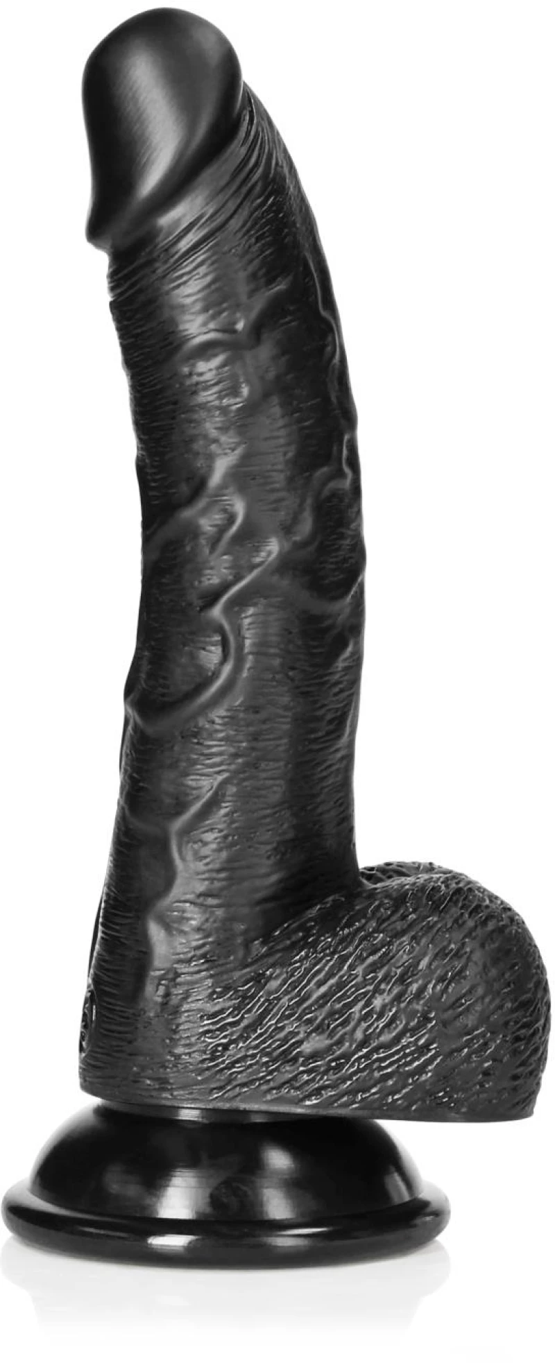 RealRock Ρεαλιστικό Dildo με Όρχεις και Βεντούζα Μαύρο 18cm