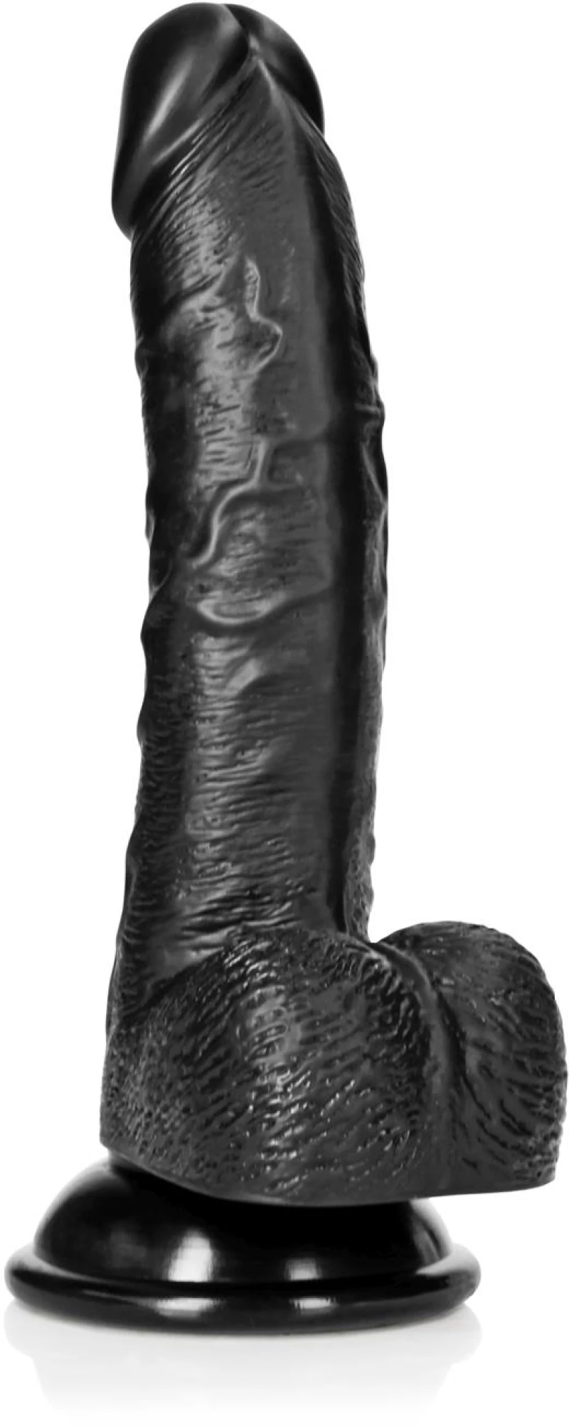 RealRock Ρεαλιστικό Dildo με Όρχεις και Βεντούζα Μαύρο 18cm