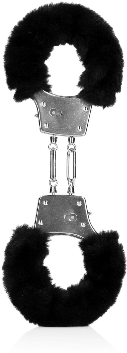 Furry Metal Hand Cuffs - Black