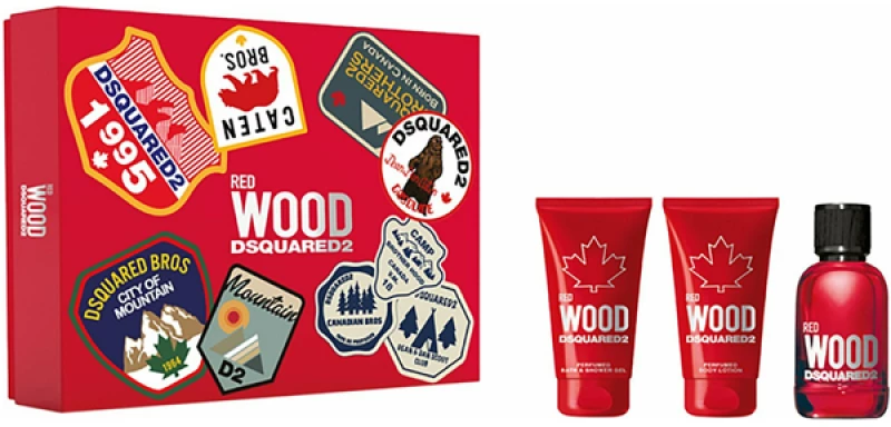 DSQUARED2 WOOD RED SET -  EDT 50ML + SHOWER GEL 50ML + BODY LOTION 50ML
