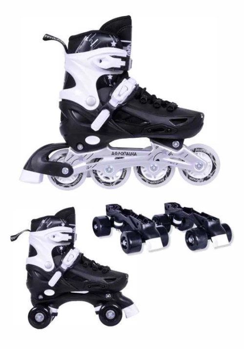 ΑΘΛΟΠΑΙΔΙΑ 10306 Αυξομειούμενα Πατίνια/Roller Skates 2 σε 1 - Μαύρο Μαύρο