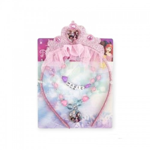 Σετ Στέκα Κολιέ Βραχιόλι Princess -Ροζ