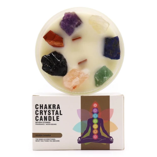 Αρωματικό Κερί με πολύτιμους λίθους 7 Chakra Moonstone Crystal Candle 640g