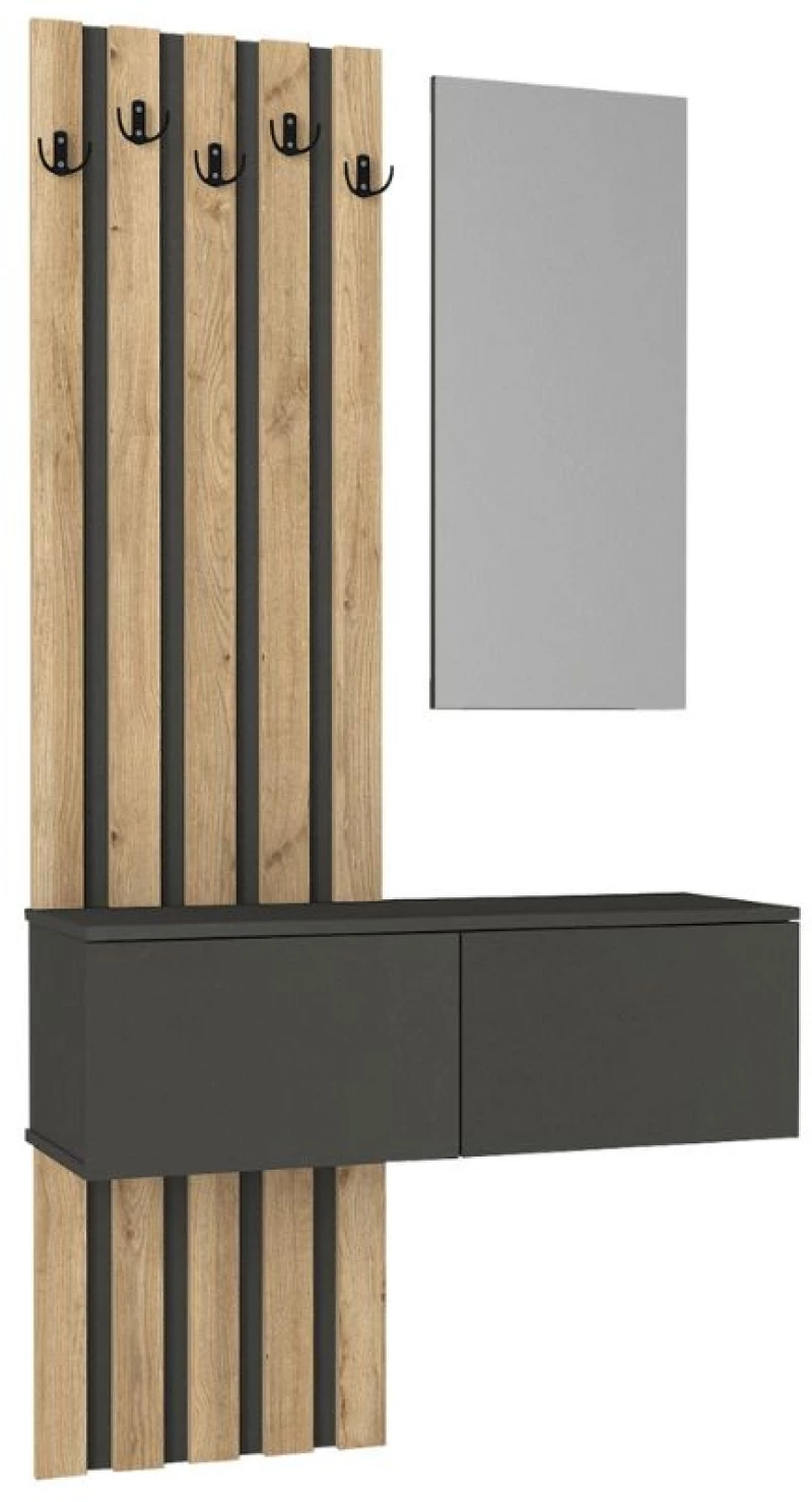Έπιπλο εισόδου Kanso  χρώμα ανθρακί - sepet oak 100x35x196,7εκ.