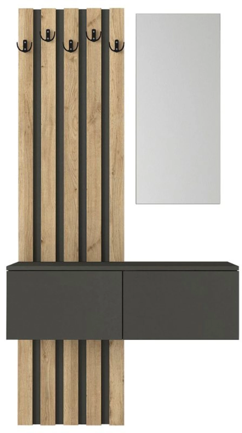 Έπιπλο εισόδου Kanso  χρώμα ανθρακί - sepet oak 100x35x196,7εκ.