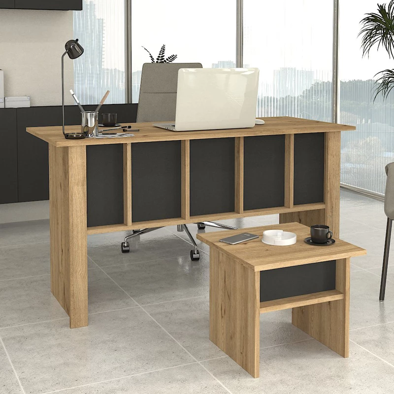 Γραφείο εργασίας Nika  χρώμα sepet oak - ανθρακί 140x60x75εκ.