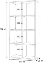 Βιβλιοθήκη Anser  χρώμα λευκό 69,8x29x142εκ.