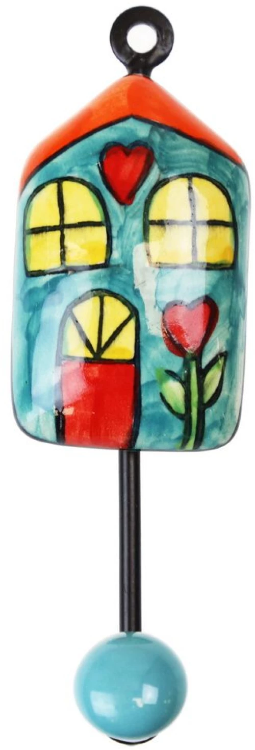 Γάντζος κεραμικό σπίτι 5x14εκ.- Τιρκουάζ