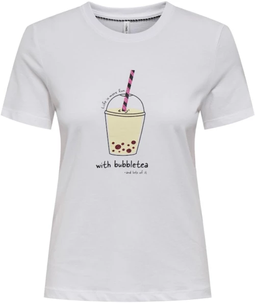 Μπλούζα κοντομάνικη γυναικεία "Bubbletea" λευκή
