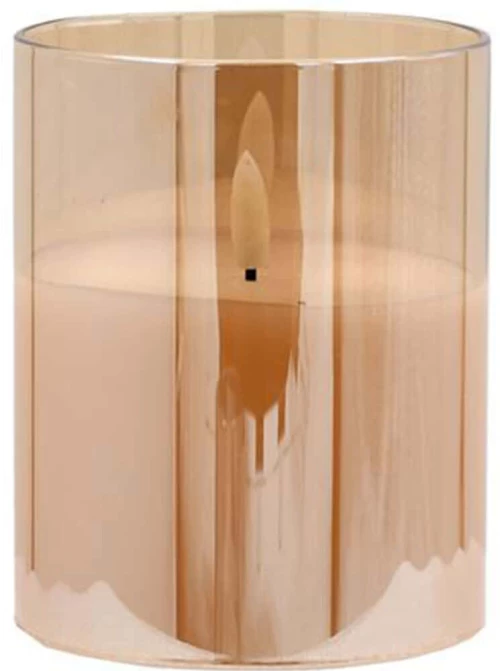 Κερί Με Φλόγα Led 396-225-009 10x10x13cm Amber Πλαστικό, Γυαλί