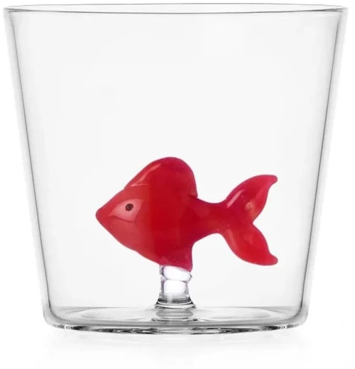 Ποτήρι Νερού Animal Farm Ψάρι 352.226 300ml Φ8,5x8cm Clear-Red Ichendorf Γυαλί