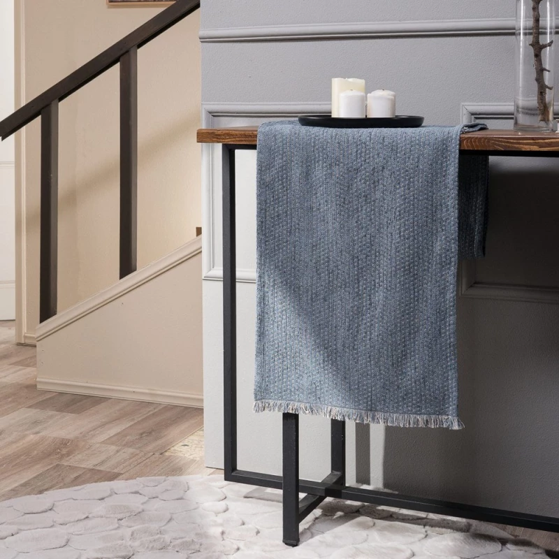 Τραβέρσα Fremont 04 Blue-Grey Teoran 45X180 Βαμβάκι-Πολυέστερ