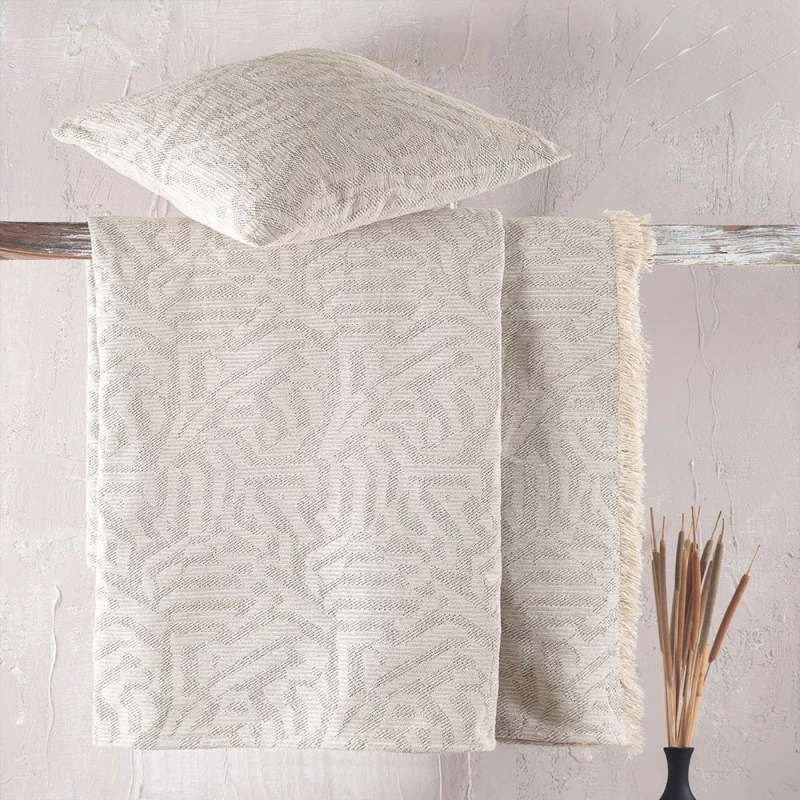 Ριχτάρι Melie Ecru Ρυθμός Πολυθρόνα 160x180cm Chenille,Βαμβάκι,Polyester