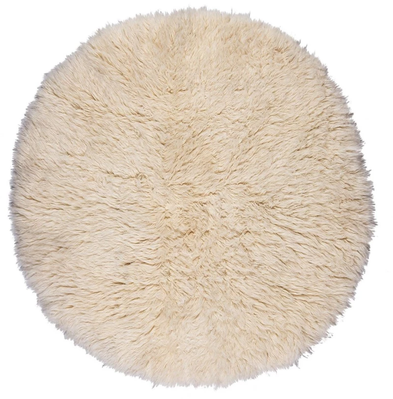 Χαλί Flokati Natural 1700gr Βιοκαρπέτ 120X120cm Round