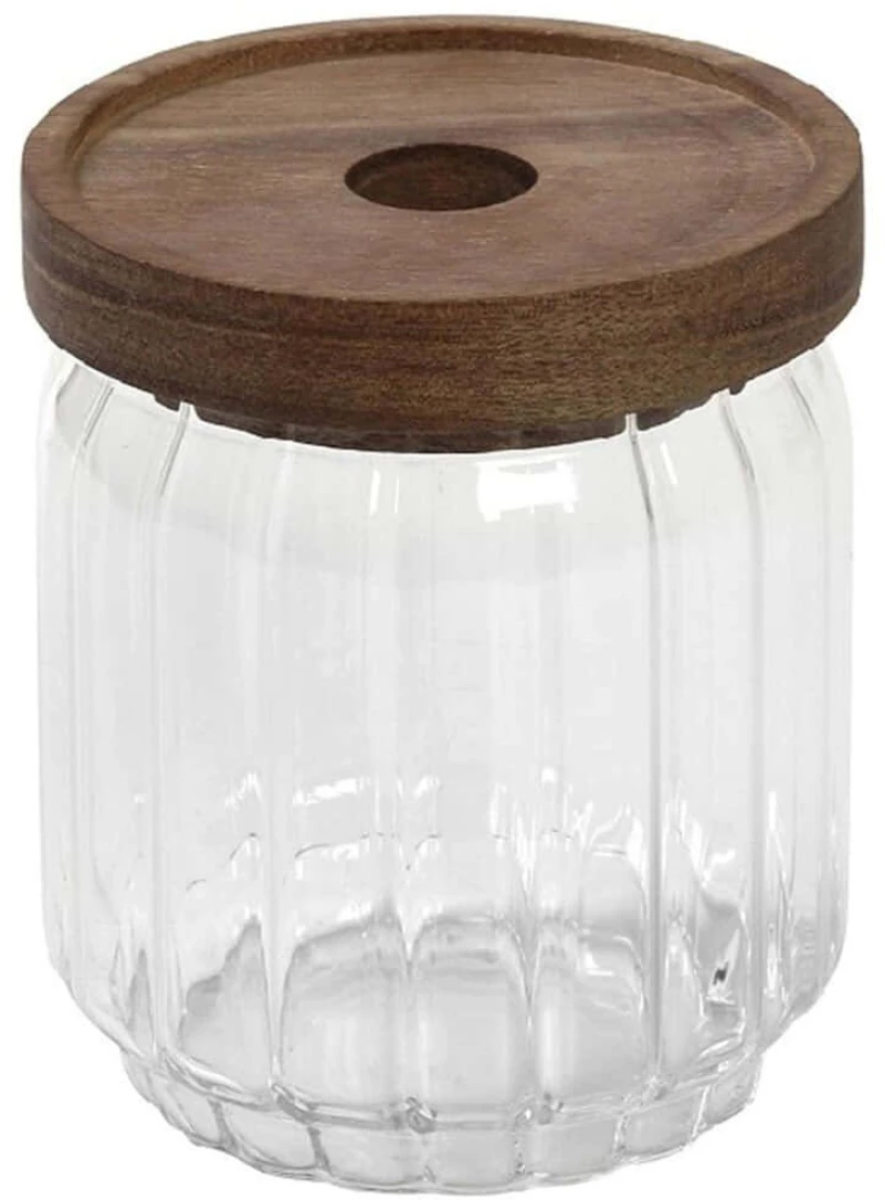 Δοχείο Αποθήκευσης TUL102K6 9x10cm 500ml Clear-Brown Espiel Ξύλο,Γυαλί