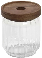 Δοχείο Αποθήκευσης TUL102K6 9x10cm 500ml Clear-Brown Espiel Ξύλο,Γυαλί