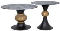 Τραπέζια Σαλονιού (Σετ 2Τμχ) 91727 Φ80x45/52x52 Marble Effect Grey-Multi