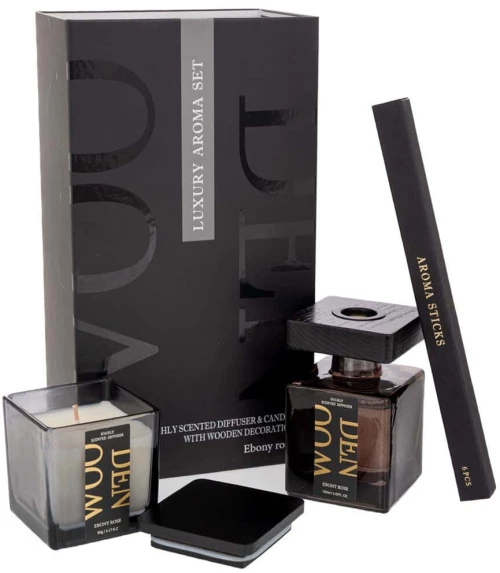 Αρωματικό Χώρου Mε Στικς 100ml & Αρωματικό Κερί 90gr (Σετ 2Τμχ) 91537 Black