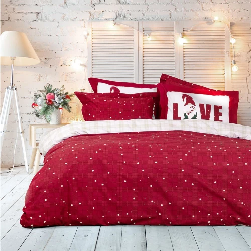 Σεντόνια Everlove Με Λάστιχο (Σετ 3τμχ) Red-Beige Nima Μονό 100x232cm 100% Βαμβάκι