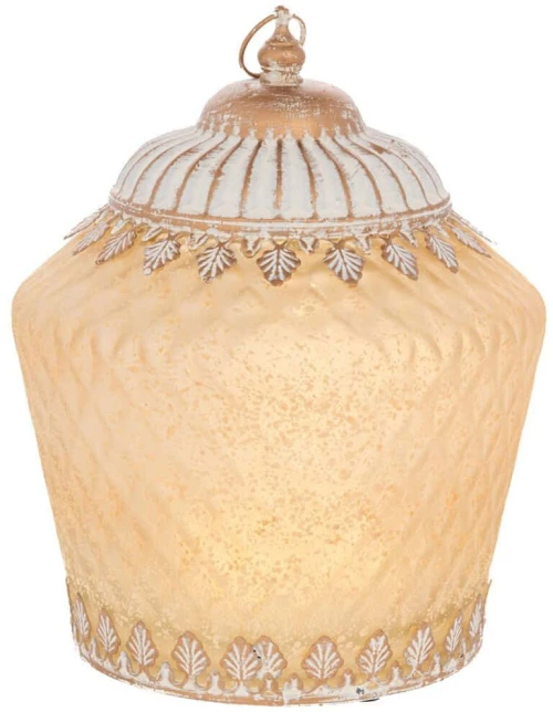 Φανάρι Με Φως Led 92586 15x15x19cm Yellow Μέταλλο,Γυαλί