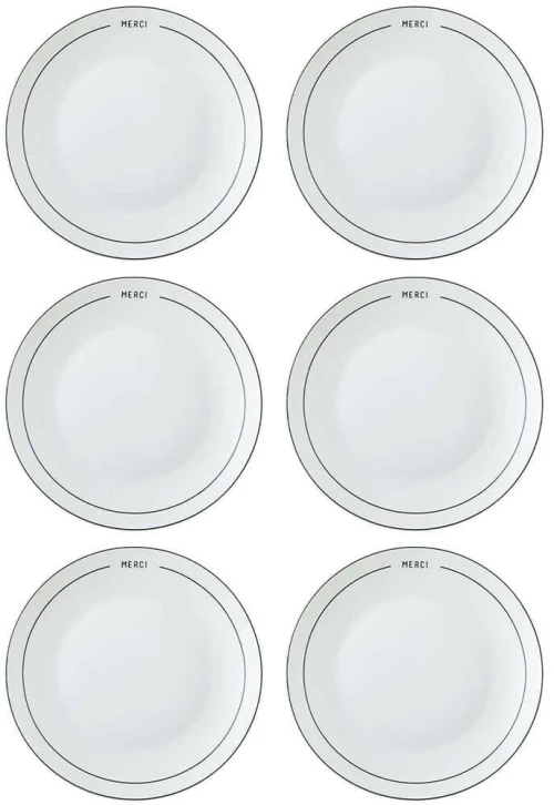 Πιάτο Γλυκού (Σετ 6Τμχ) 280TMA2263 20x20x2cm White-Black Hermia Πορσελάνη