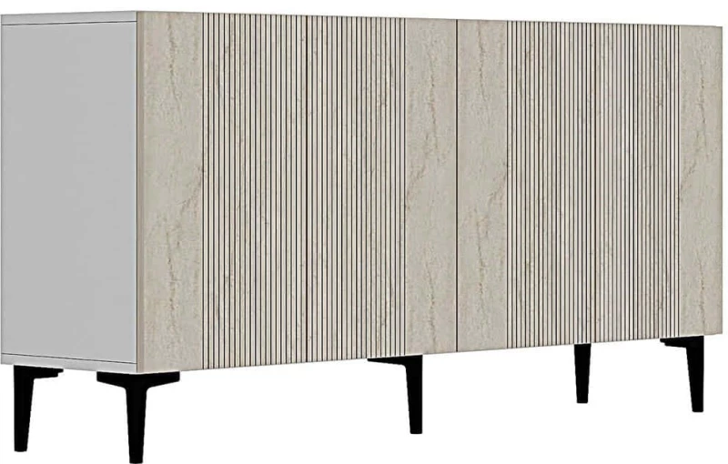 Μπουφές Corsa 555CHM1365 150x32x75cm White-Travertine Beige Μοριοσανίδα, Μελαμίνη