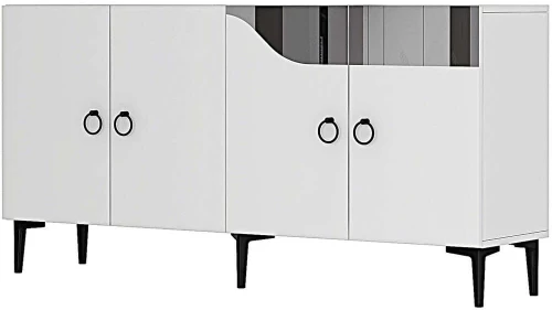 Μπουφές Gama 555CHM1339 150x32x75cm White-Silver Μοριοσανίδα, Μελαμίνη
