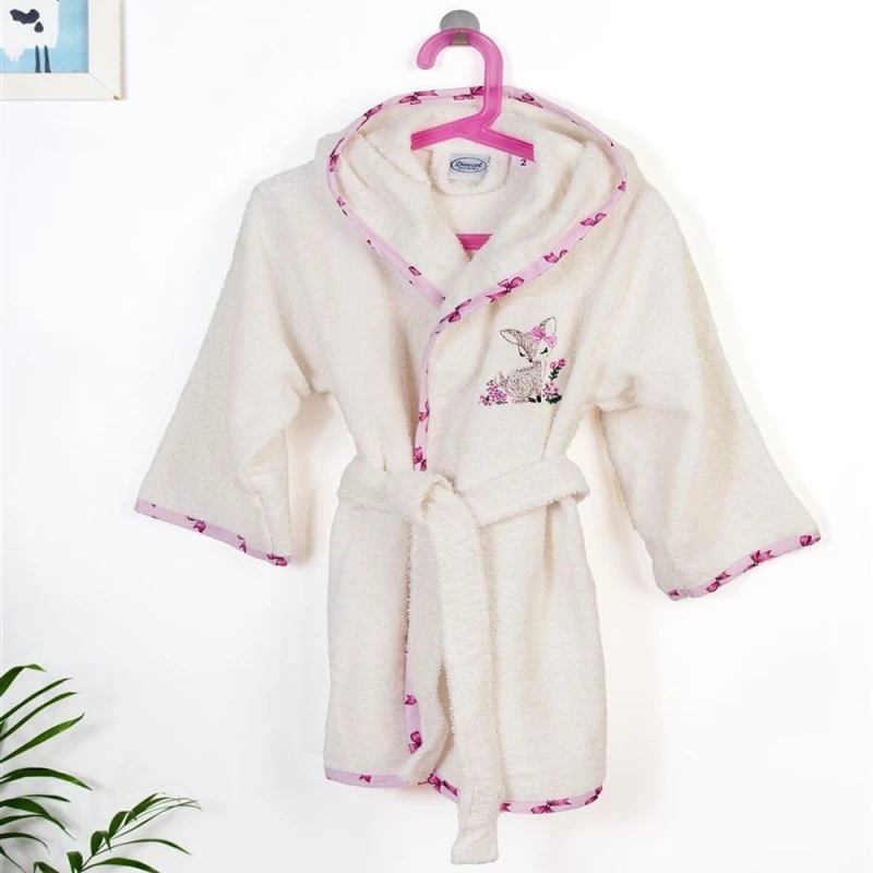 Μπουρνούζι Παιδικό Με Κέντημα Deer 198 02 Ecru-Pink DimCol