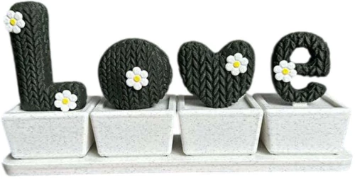 Διακοσμητικό Επιτραπέζιο Love Cactus 727FRN1112 17,5x4,5x7cm Green-White Aberto Design Πλαστικό